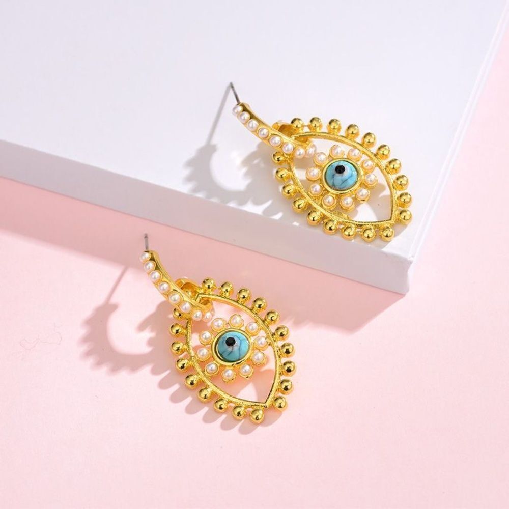 New Gold plated Devils Eye Pearl Fashion Earrings